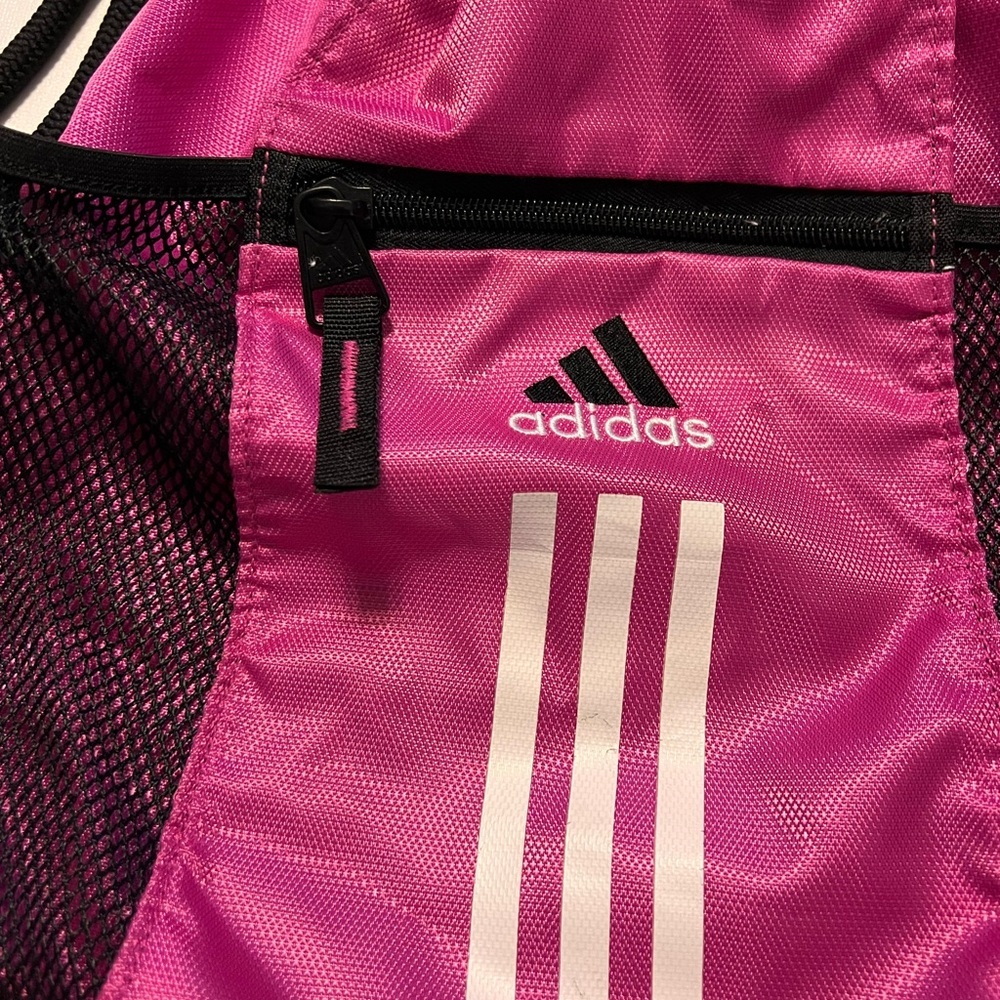 Adidas Pink/Black Lightweight Drawstring Backpack… - image 4